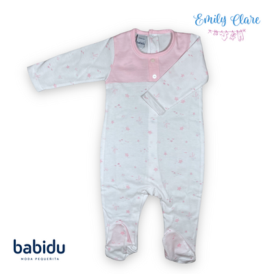 Girls Pink and White Turtle Print Cotton Babygrow by Babidu