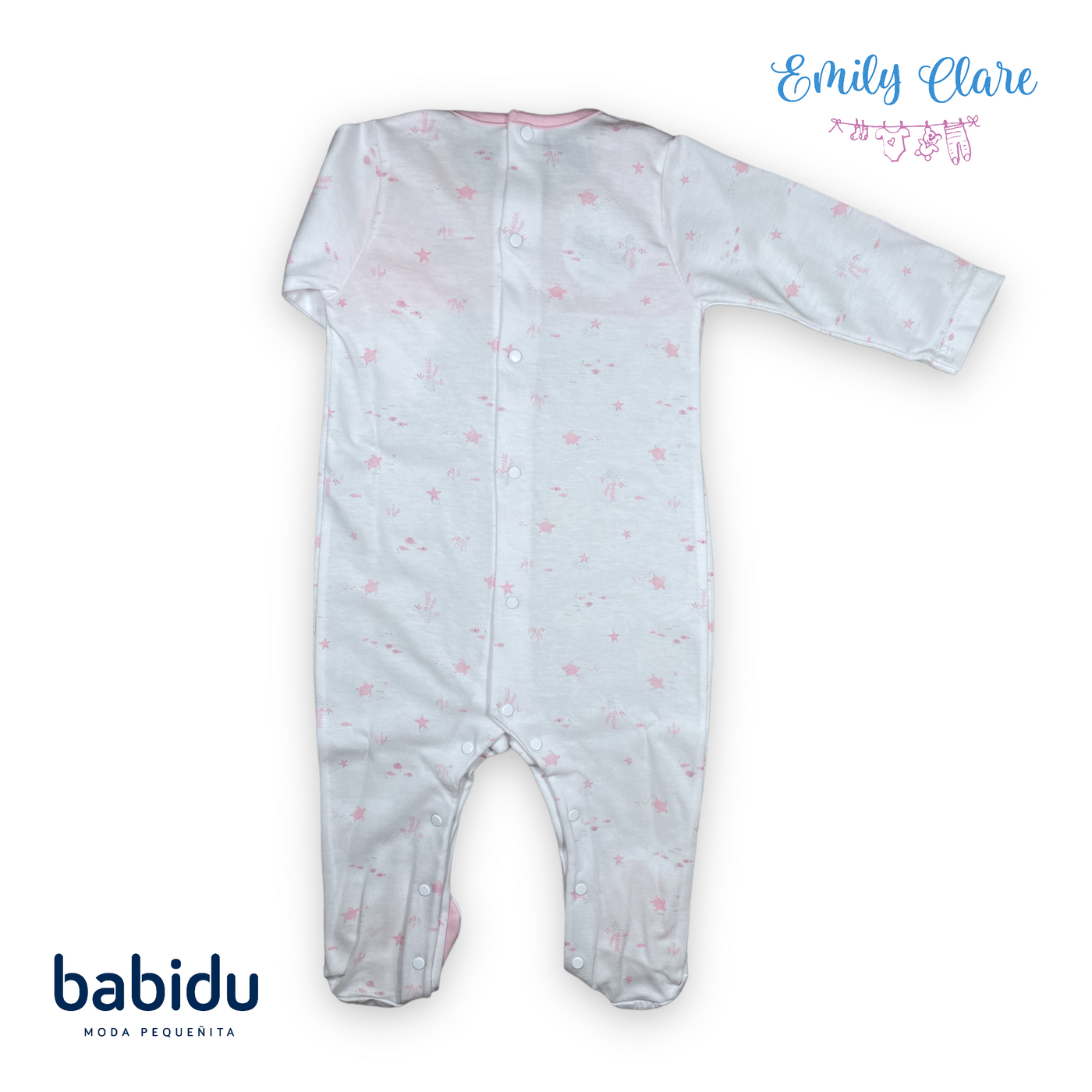 Girls Pink and White Turtle Print Cotton Babygrow by Babidu