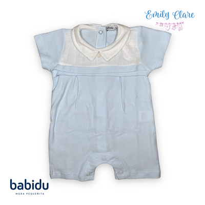 Boys Blue Cotton Piqué Shortie by Babidu