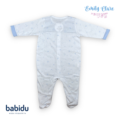 Boys Turtle Print Blue and White Cotton Babygrow by Babidu