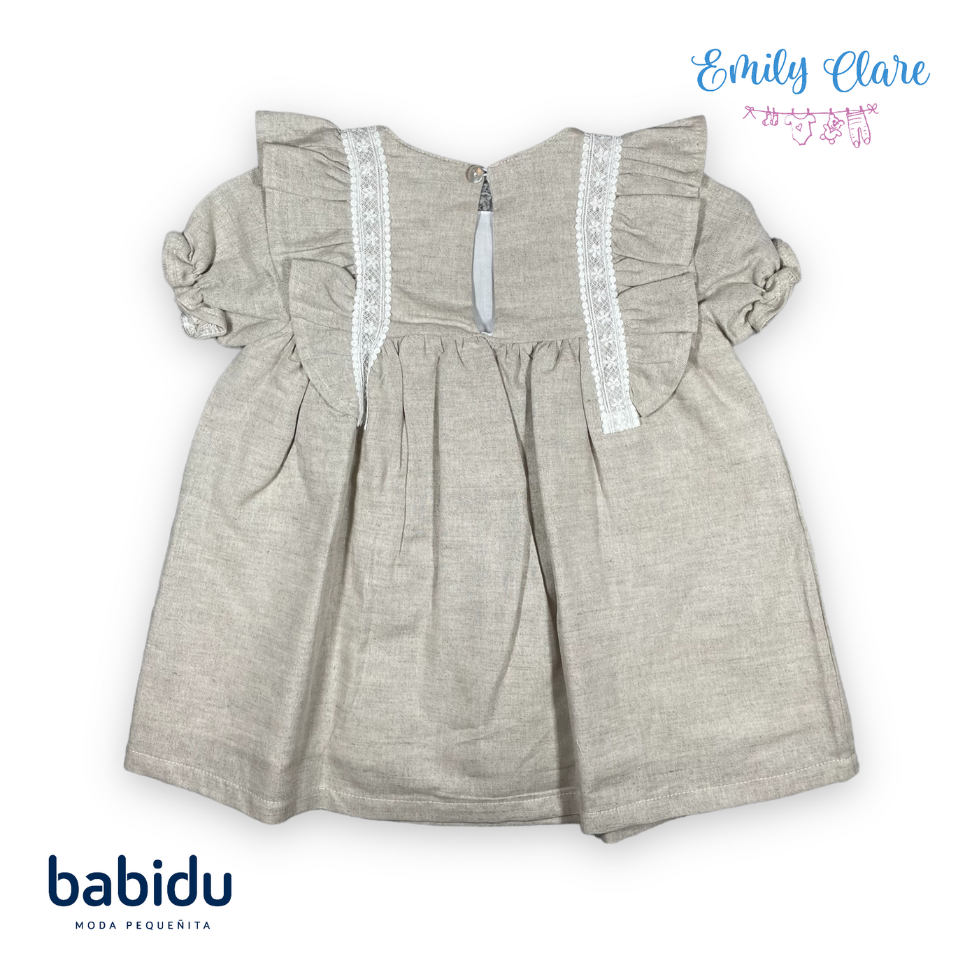 Girls Classic Linen Beige Dress by Babidu look