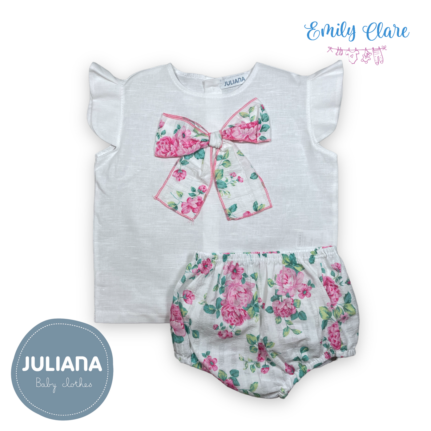 White & Pink Strawberry Print Jam Pants Set by Juliana