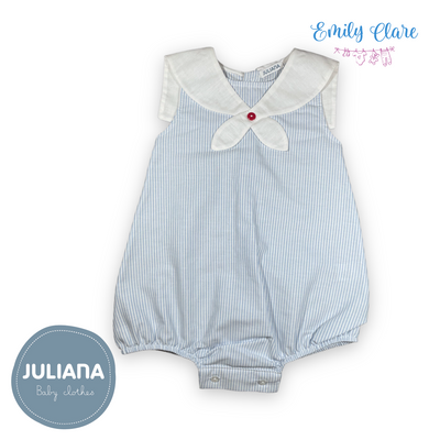 Unisex Pale Blue & White Sailor Style Romper By Juliana