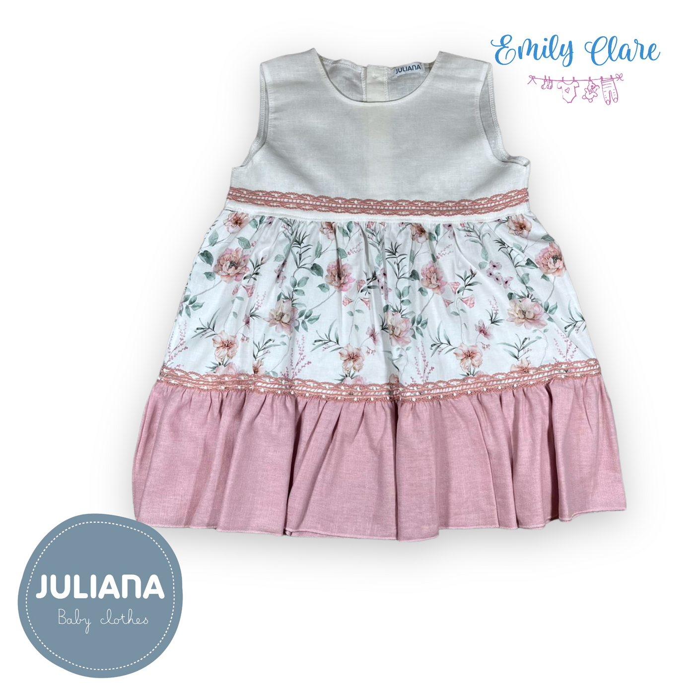 Girls Dusky Pink Floral Dress By Juliana