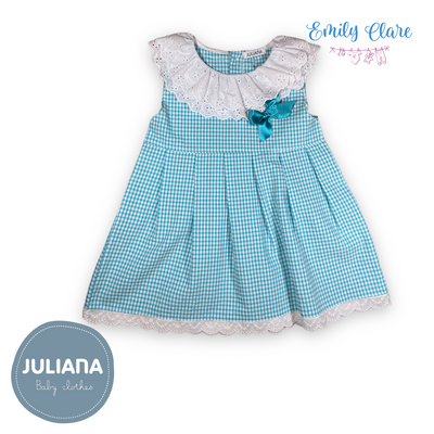 Girls Turquoise Gingham Dress By Juliana