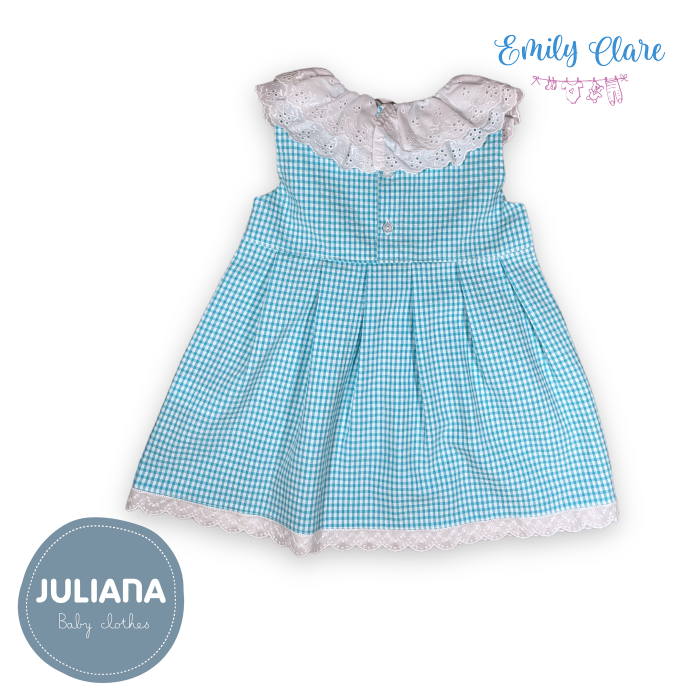 Girls Turquoise Gingham Dress By Juliana