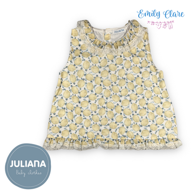 Girls Turtle Print Top & Jam Pants Set in Yellow by Juliana