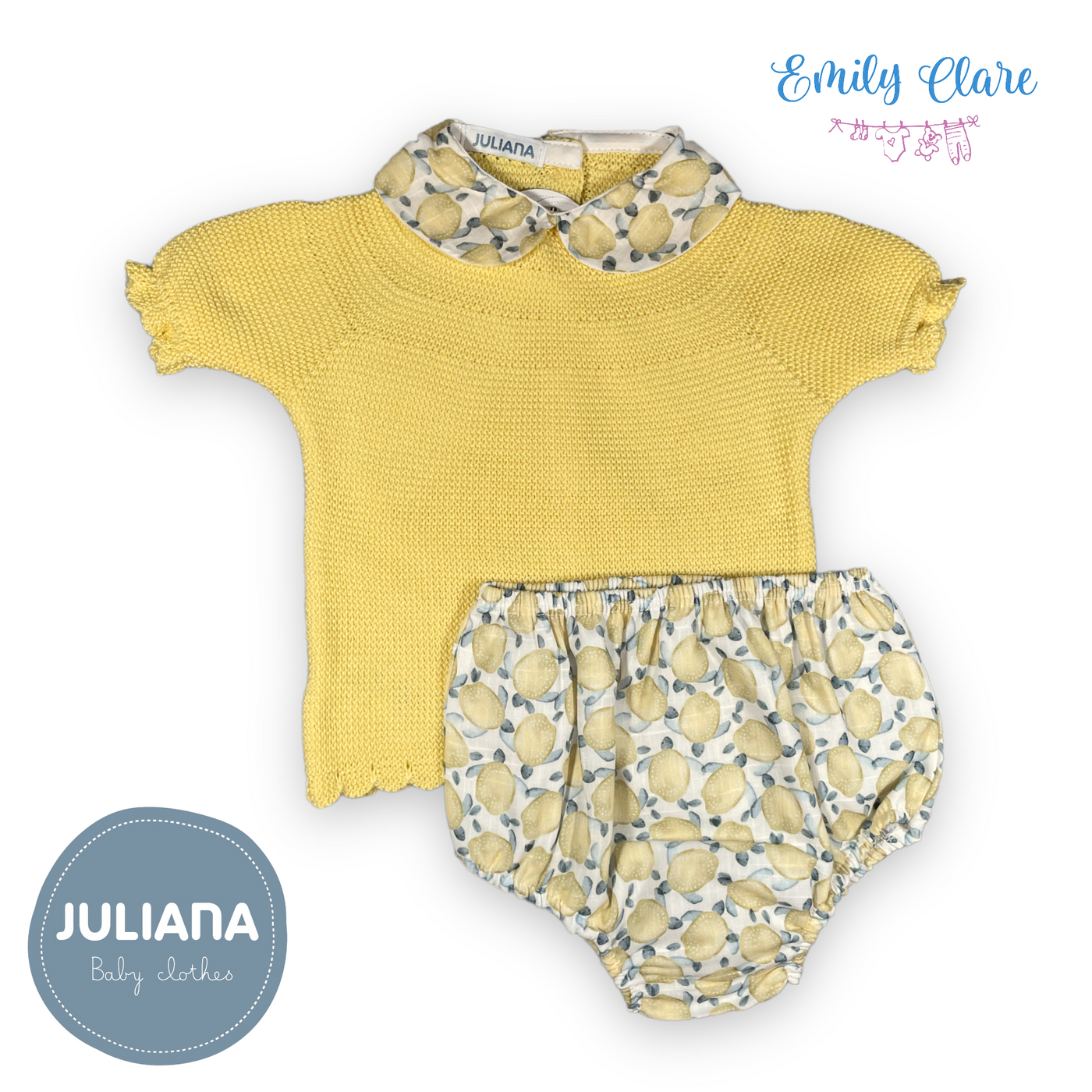 Unisex Turtle Knitted Top & Jam Pants Set in Yellow by Juliana