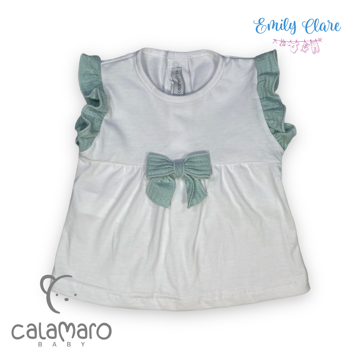 Girls White & Mint Two Piece By Calamaro