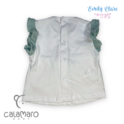 Girls White & Mint Two Piece By Calamaro