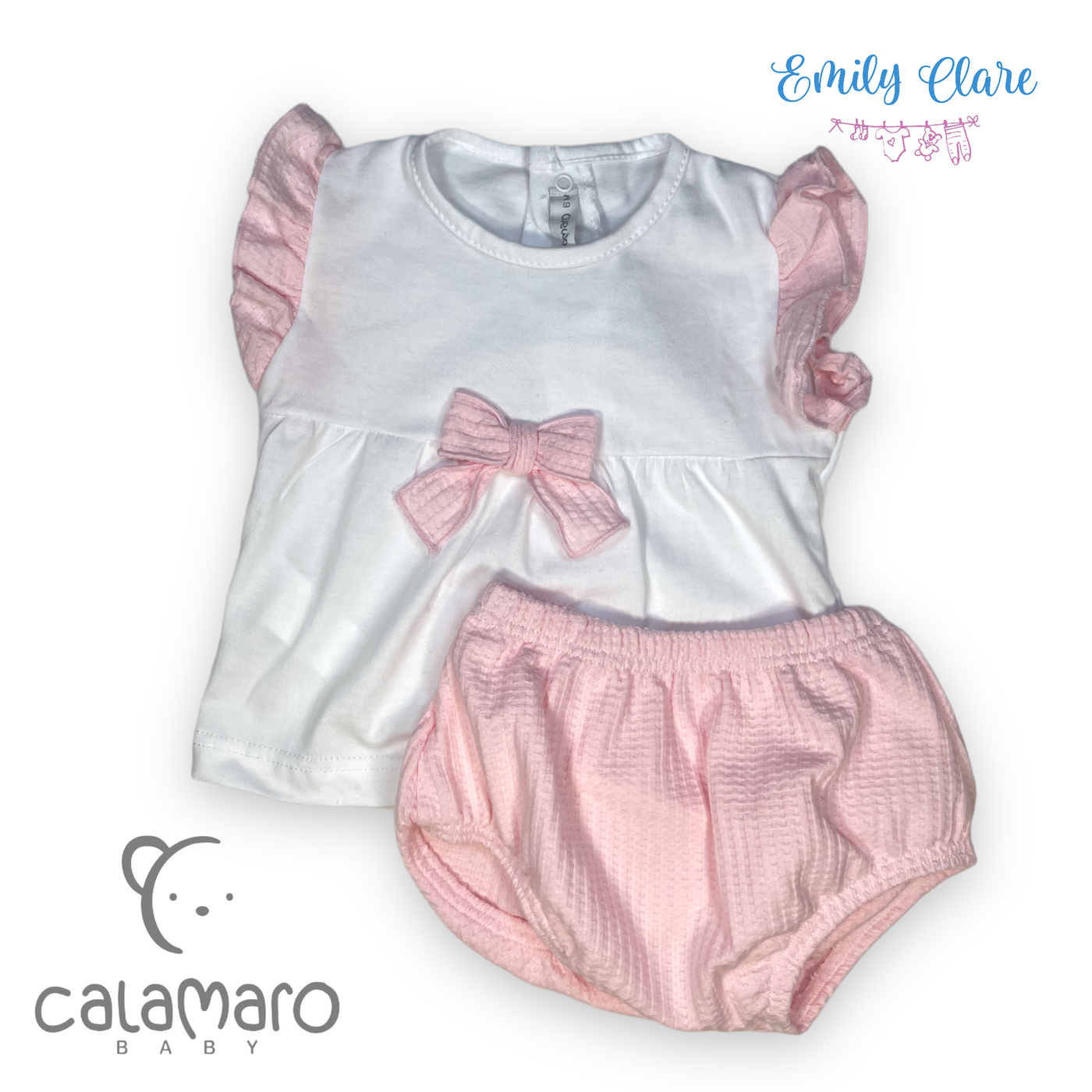 Girls White & Pink Two Piece Set By Calamaro