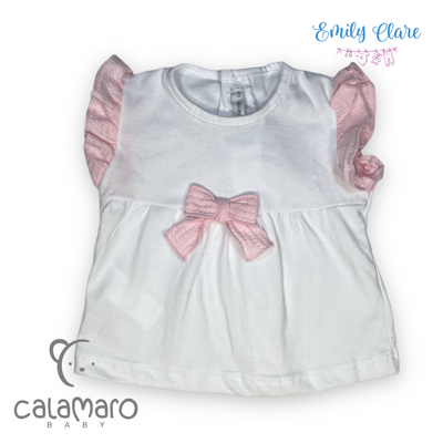 Girls White & Pink Two Piece Set By Calamaro