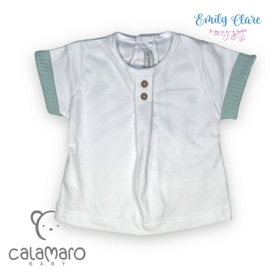 Boys White & Mint Two Piece Set By Calamaro