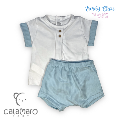 Boys White & Blue Two Piece By Calamaro