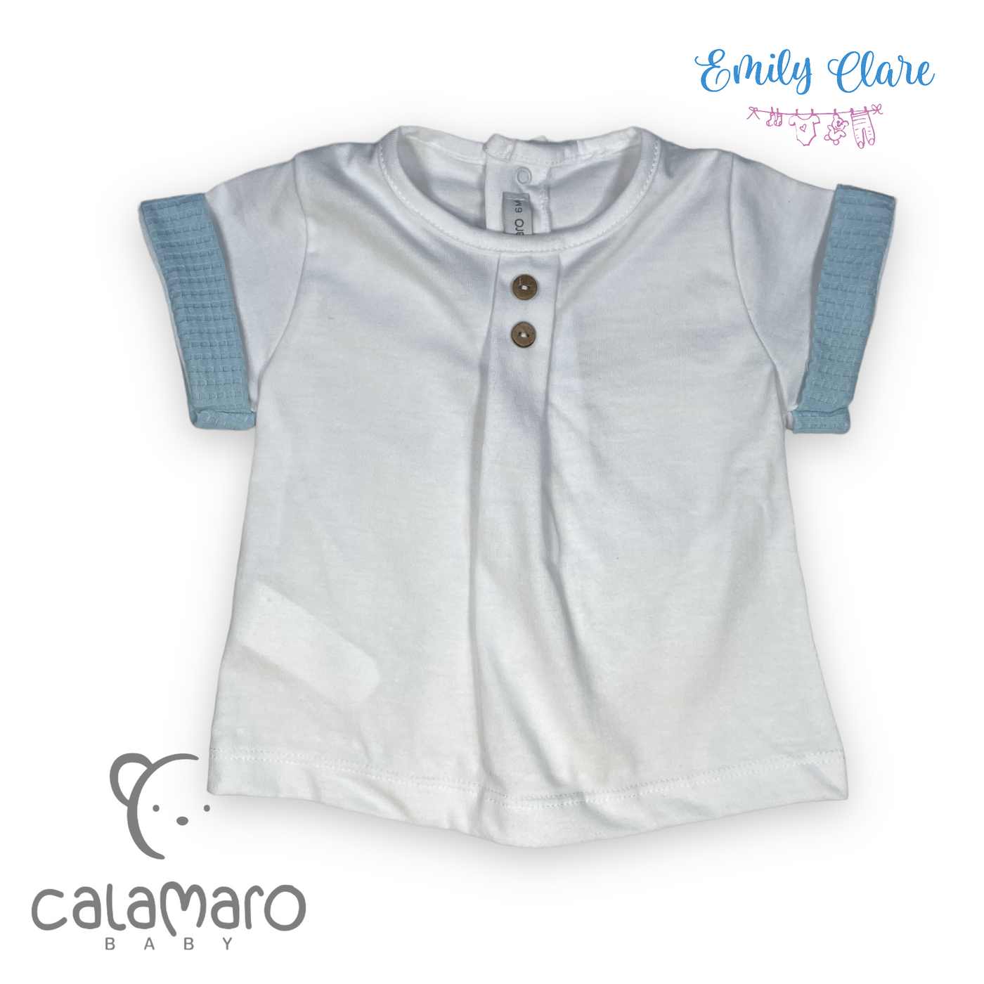 Boys White & Blue Two Piece By Calamaro