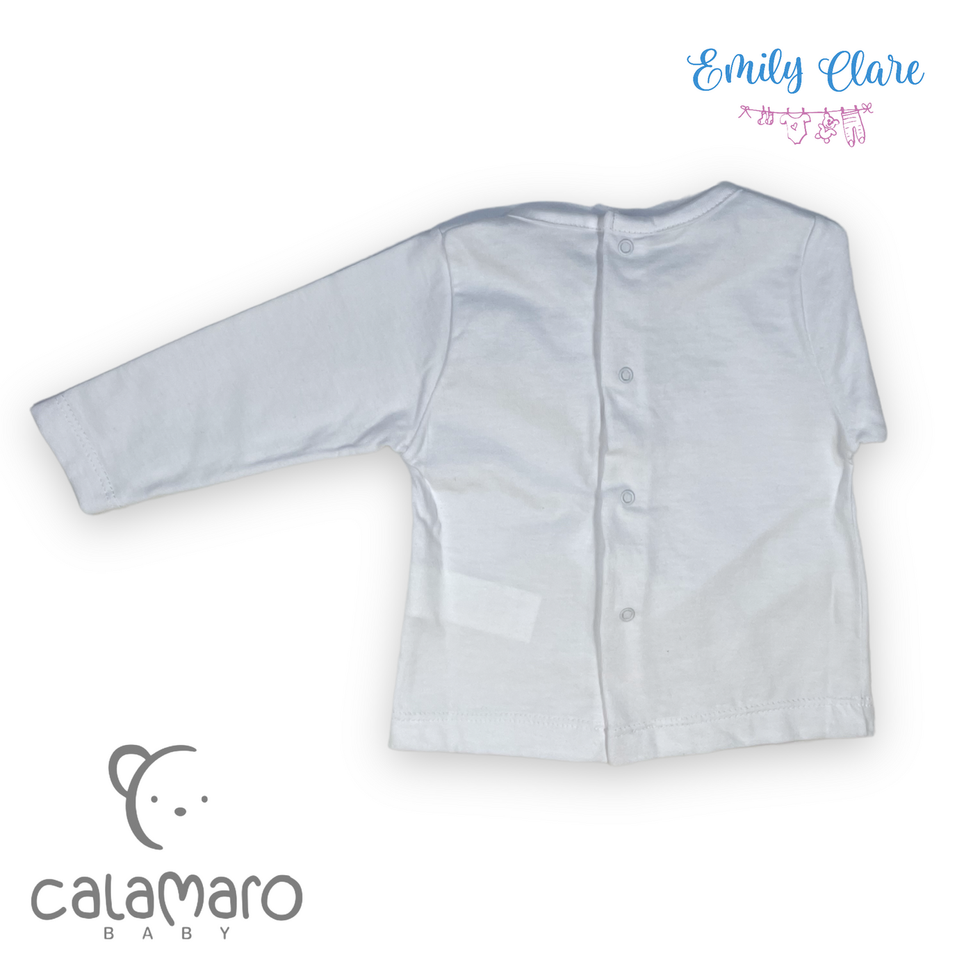 Boys White & Blue Two Piece Babygrow By Calamaro