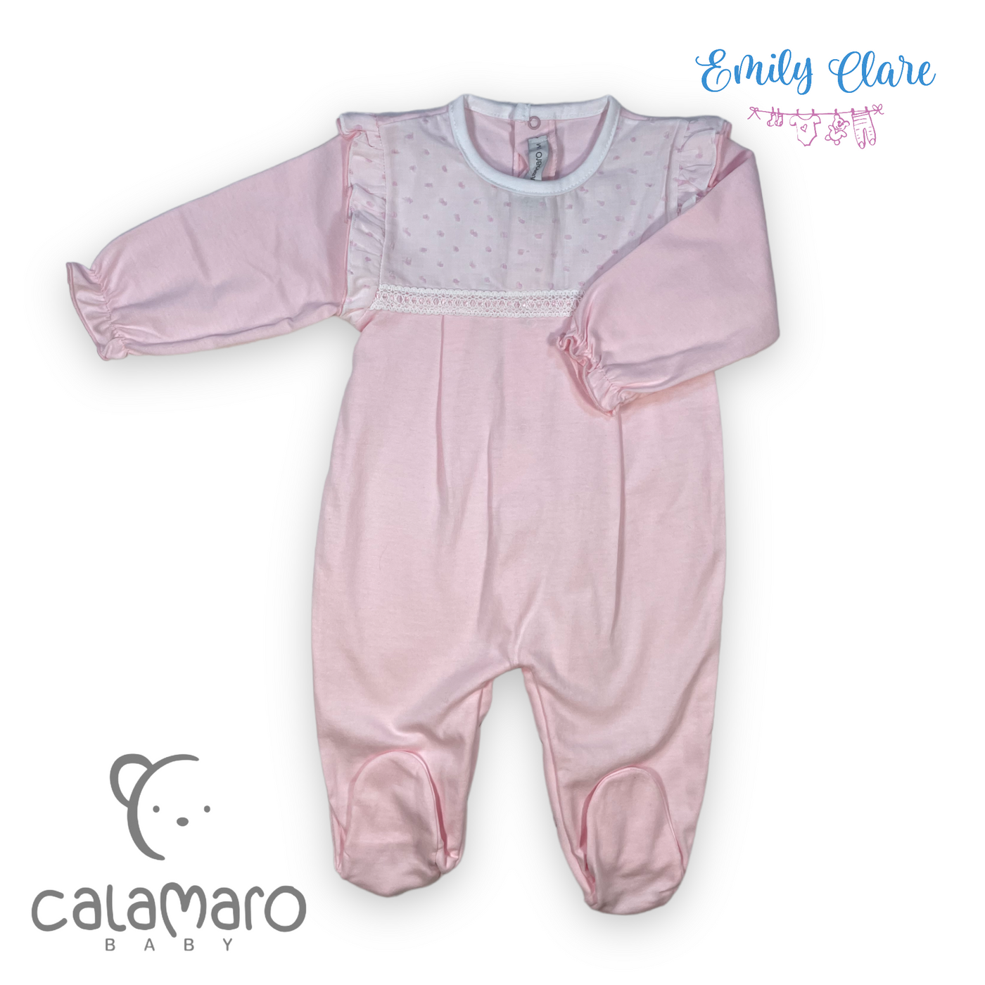 Girls Pink Ruffle Babygrow By Calamaro