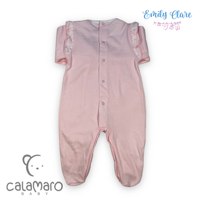 Girls Pink Ruffle Babygrow By Calamaro