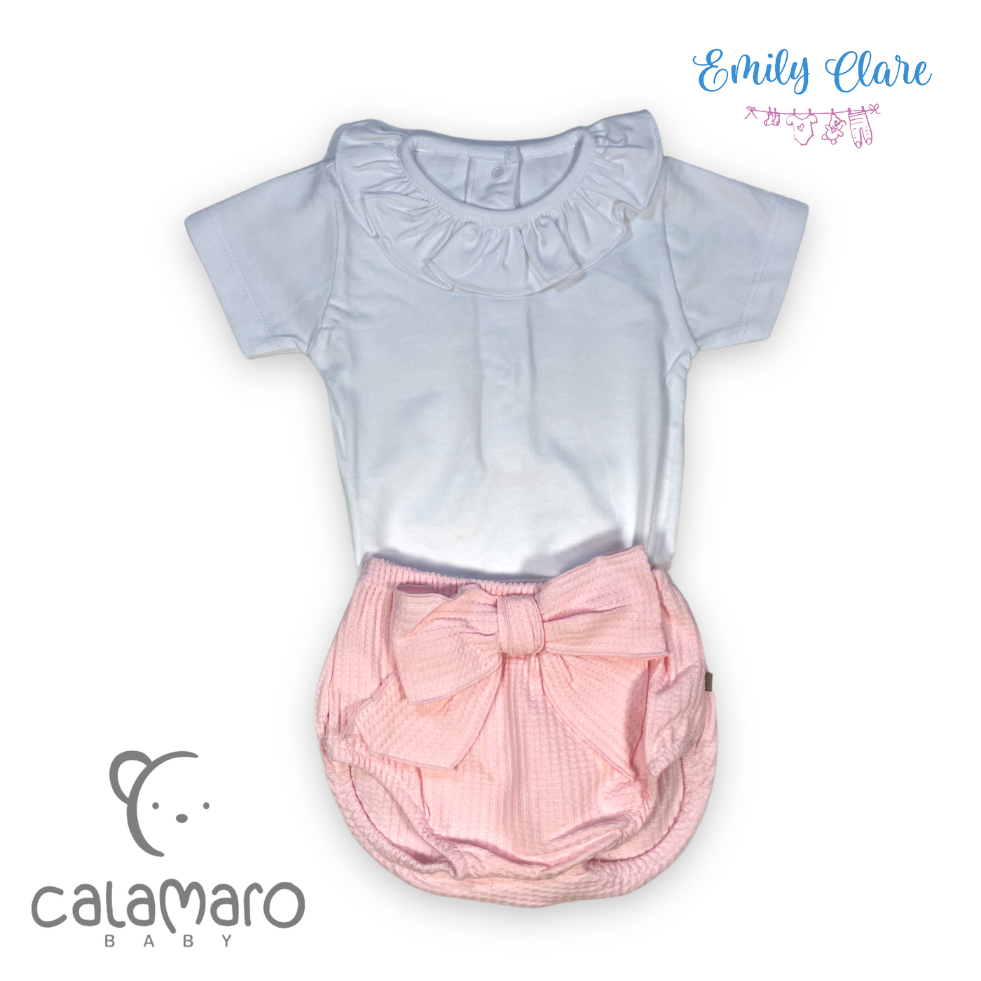 Girls White Ruffle Collar Bodysuit By Calamaro