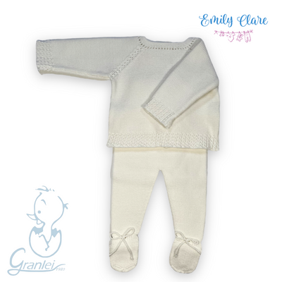 Unisex Two Piece Ivory Babygrow By Granlei