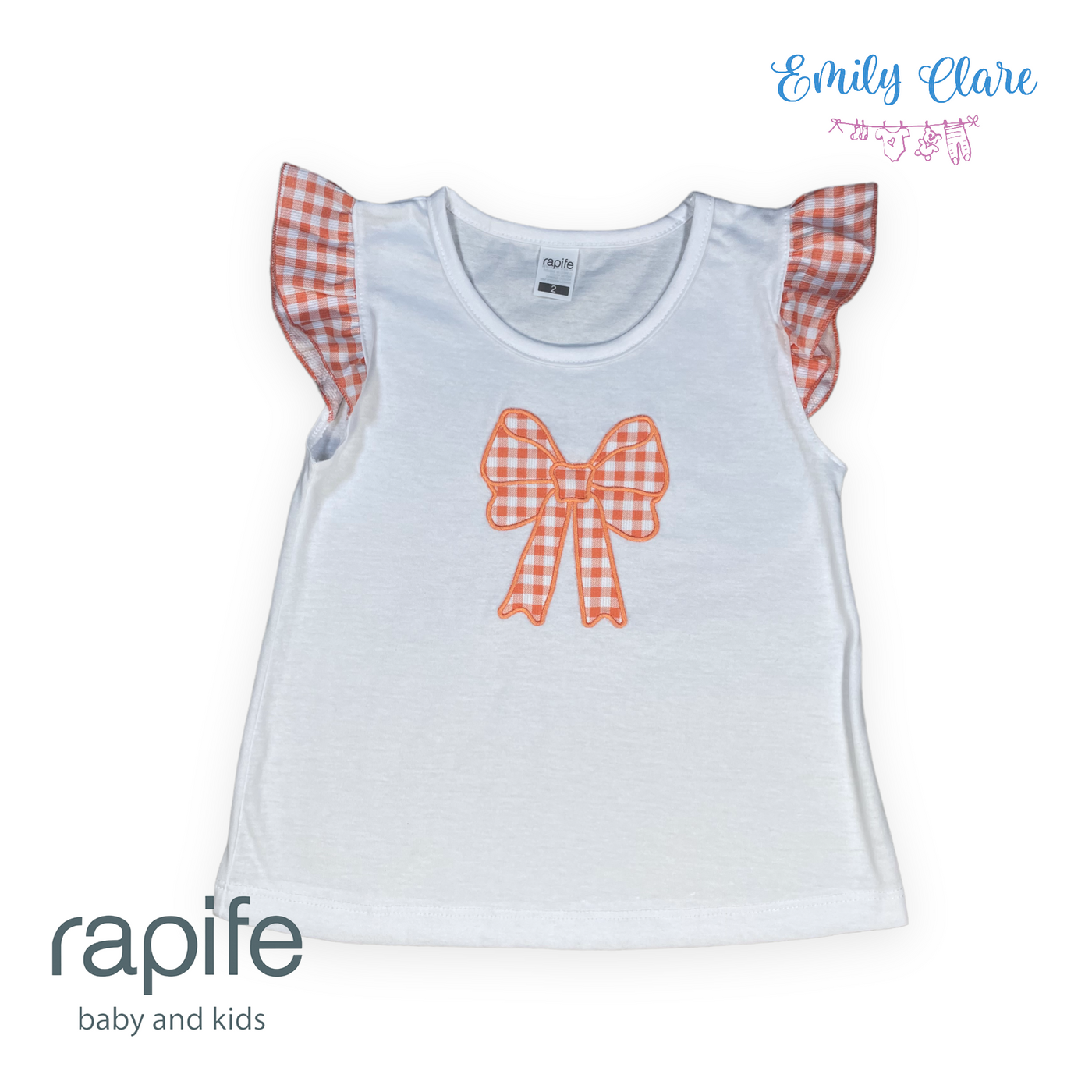 Girls Orange Gingham Shorts Set By Rapife