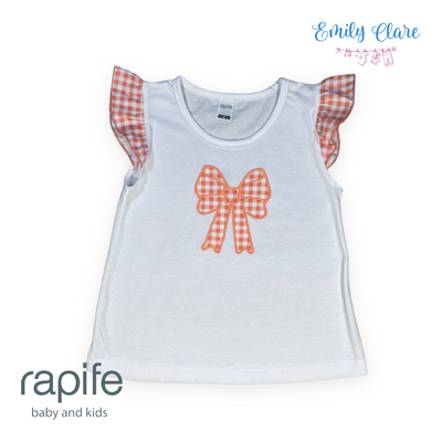 Girls Orange Gingham Shorts Set By Rapife