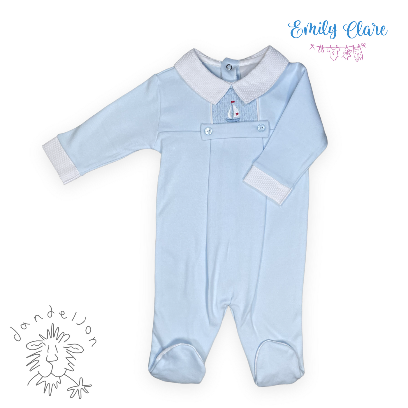 Boys Smocked Sailboat Babygrow By Dandelion