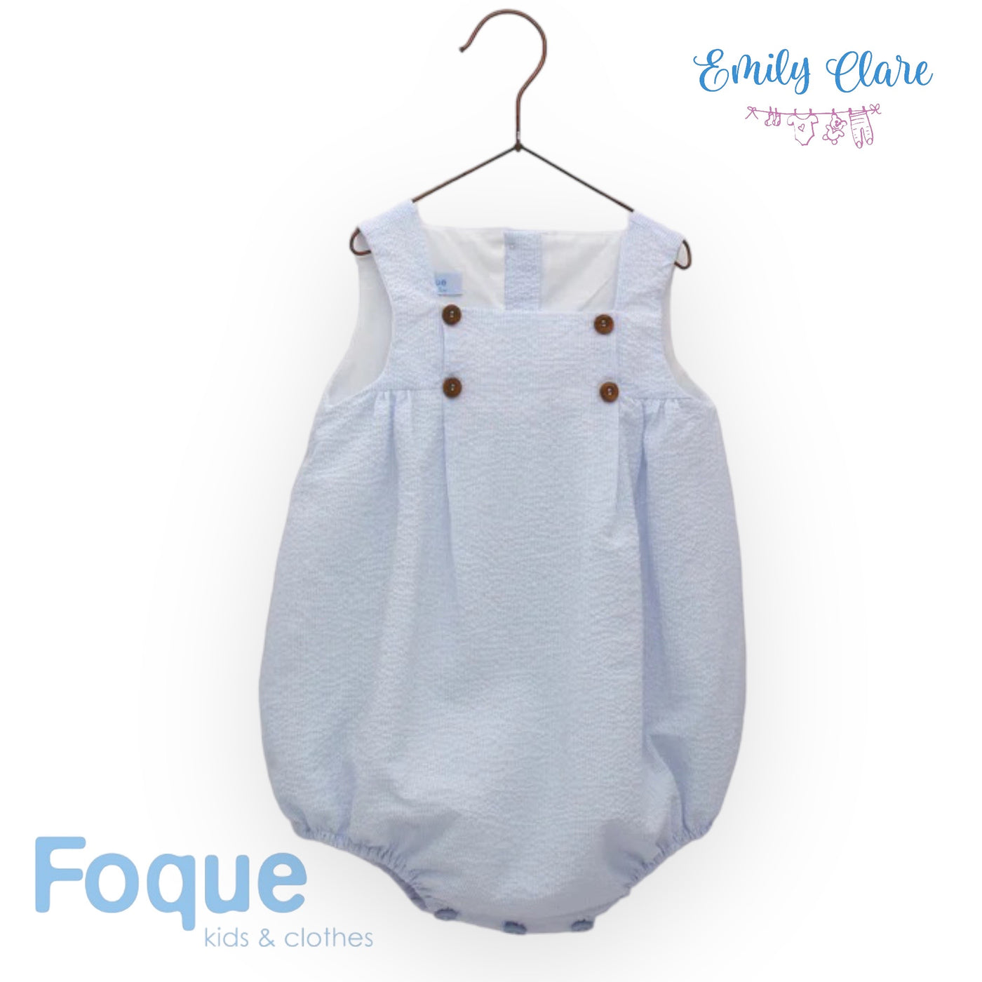 Unisex Blue & White Romper By Foque