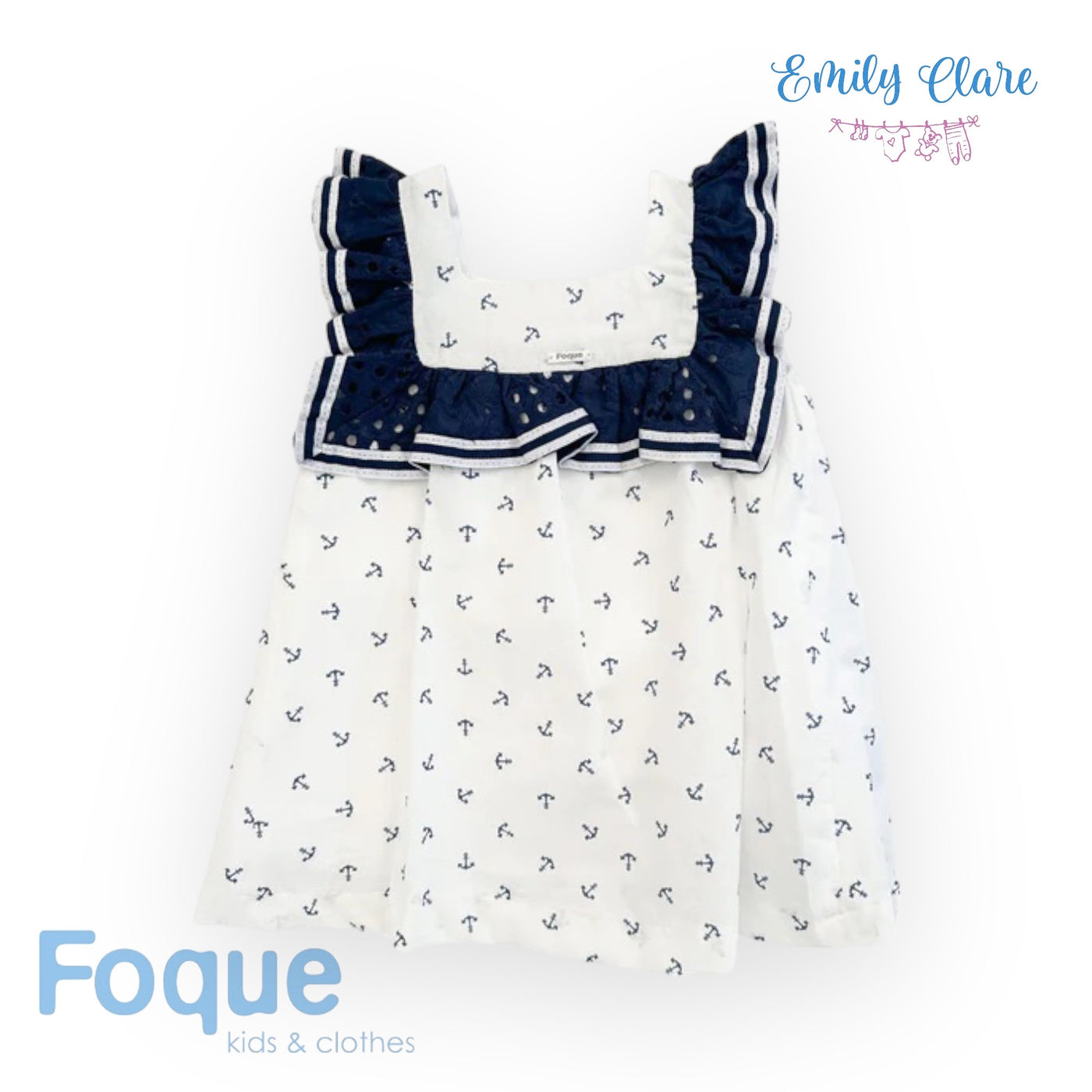 Girls Navy & White Nautical Dress By Foque