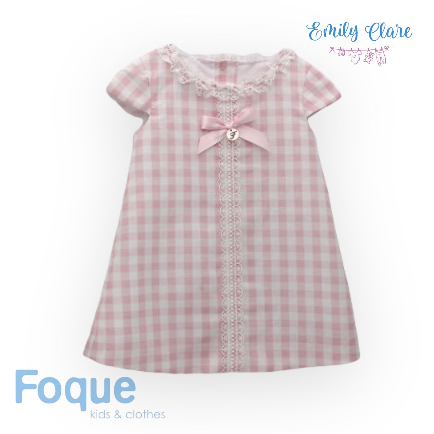 Girls Pink Gingham Dress By Foque