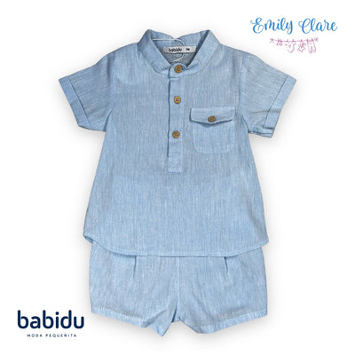 Boys Blue Cotton Shirt & Shorts By Babidu