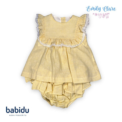 Girls Yellow & White Dress By Babidu