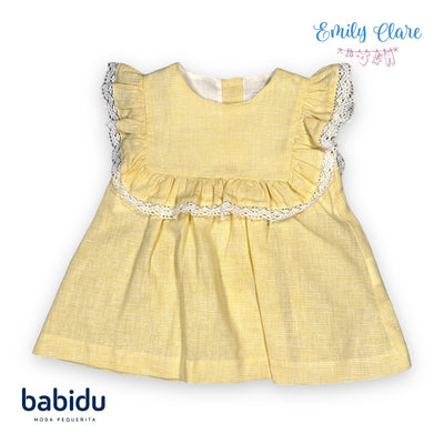 Girls Yellow & White Dress By Babidu