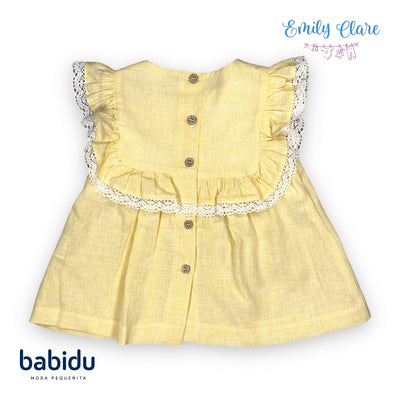 Girls Yellow & White Dress By Babidu