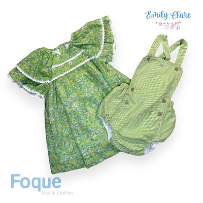 Unisex Green Dungaree Romper by Foque