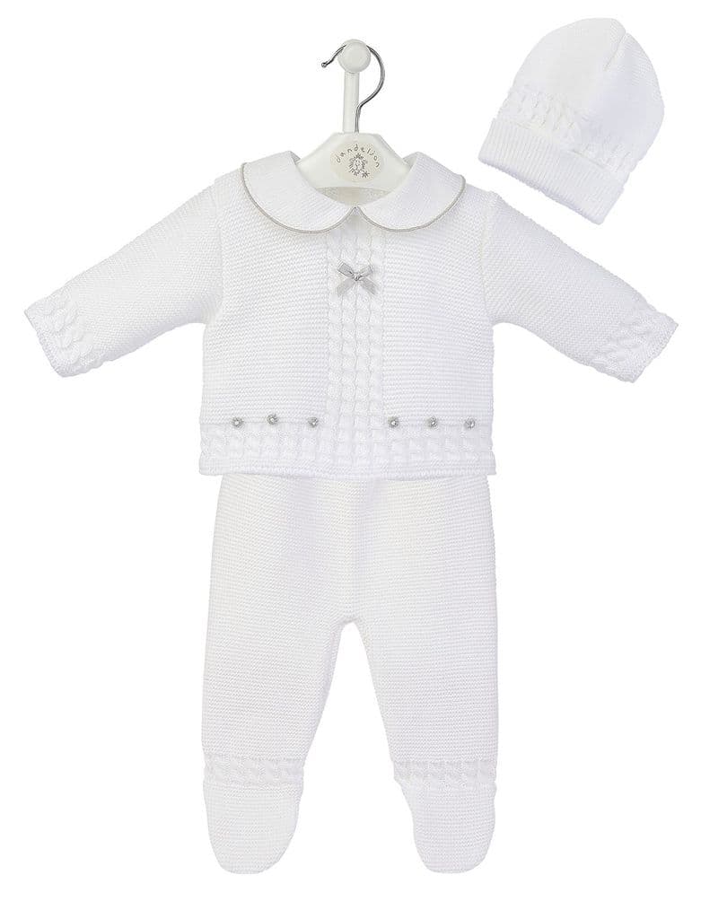 Knitted 3 Piece Legging Set in White by Dandelion