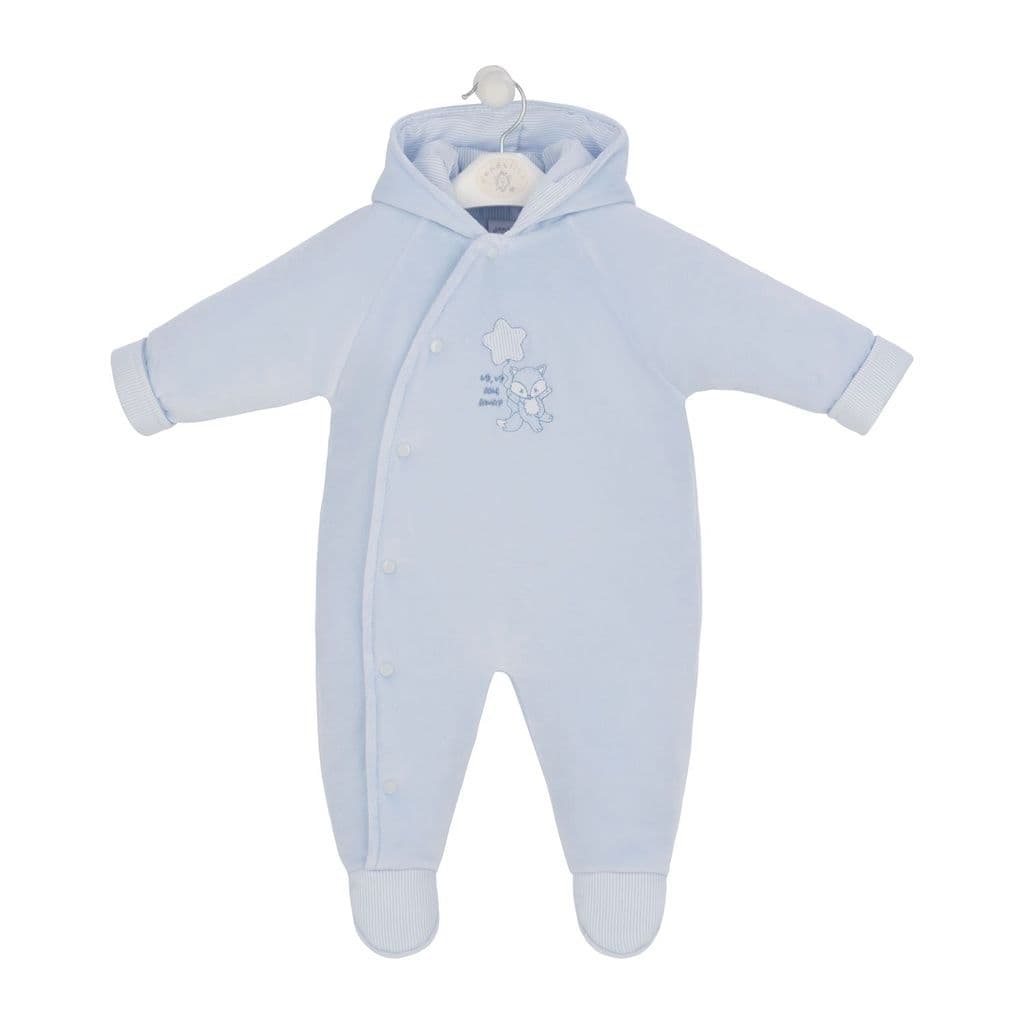 Foxy Velour "Up, Up and Away" Pram Suit in Blue by Dandelion