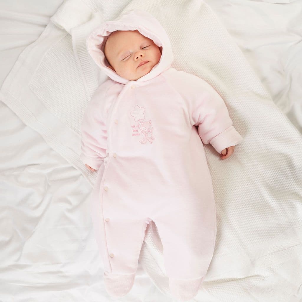 Foxy Velour "Up, Up and Away" Pram Suit in Pink by Dandelion