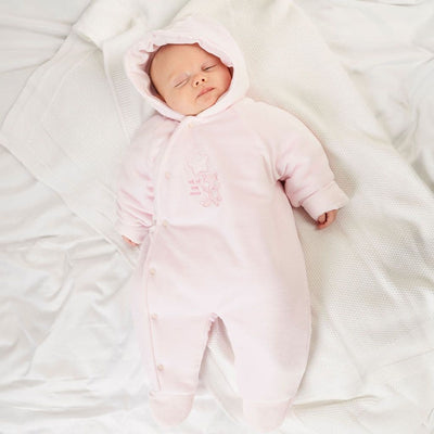 Foxy Velour "Up, Up and Away" Pram Suit in Pink by Dandelion