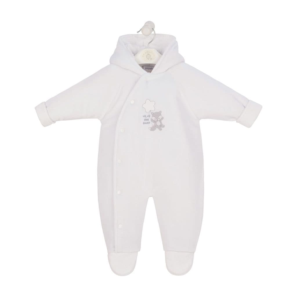 Foxy Velour "Up, Up and Away" Pram Suit in White by Dandelion