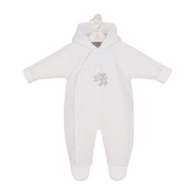 Foxy Velour "Up, Up and Away" Pram Suit in White by Dandelion