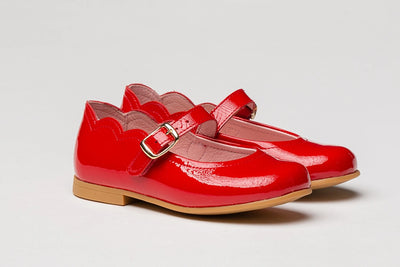 Girls Elegant Ballerina Style Shoes in Patent Red Leather by AngelitoS