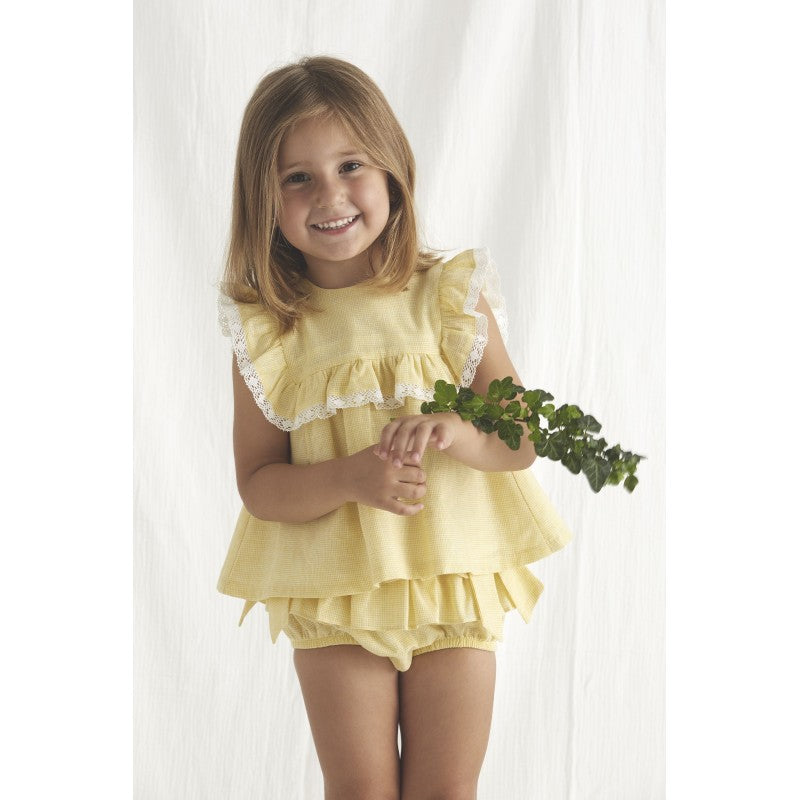 Girls Yellow & White Dress By Babidu