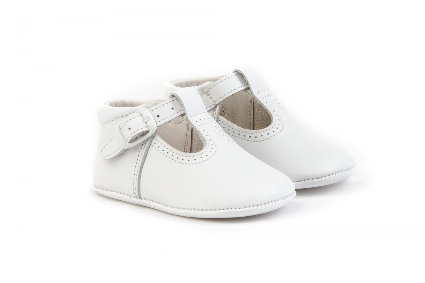 Unisex Soft Baby White T-bar Shoes by AngelitoS