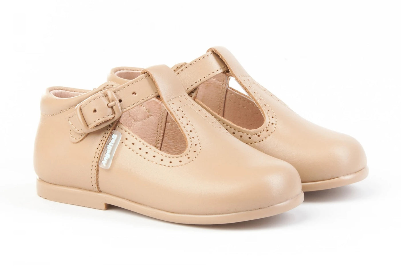 Boys Camel Soft Leather T-Bar Shoes by AngelitoS