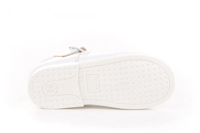 Boys White Soft Leather T-Bar Shoes by AngelitoS